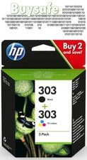 Image of Genuine HP 303 Colour and Black ink combi pack