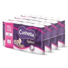 Image of Cushelle Quilted 3-Ply Longer Rolls Toilet Tissue, 4 x 8 Pack (236 Sheets)