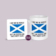 Image of I May not Be Perfect But I Am Scottish Mug & Coaster: Flag of Scotland Pride Cup