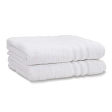 Image of Catherine Lansfield Zero Twist Cotton 90x140cm Bath Sheet Pair White