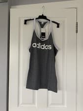 Image of adidas grey white logo tank top size XS