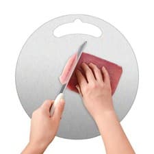 Image of Steel Chopping Board for Kitchen Stainless Dough Rolling Board -Sided Round9269