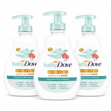 Image of Baby Dove Head to Toe Wash Sensitive Skin Care Fragrance Free Moisture 3 x 200ml