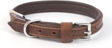 Image of Ancol Vintage Leather Padded Collar Chestnut 35-43 cm Size 4