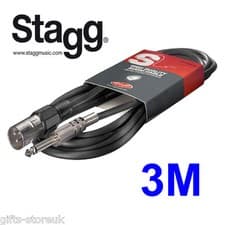 Image of Stagg SAC3PXMDL S. Series 6mm Audio to XLR 3m Cable for Stage Musician - New