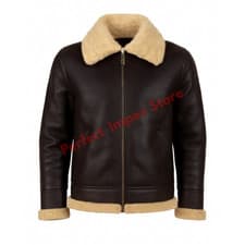 Image of Aviator Jacket Men Vintage Brown Moto Jacket Leather Style Winter Military Coat
