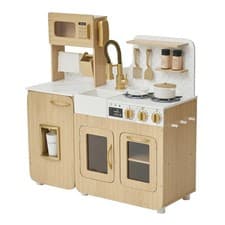 Image of Teamson Kids Cyprus Play Kitchen in Oak with 14 Accessories & Real Details
