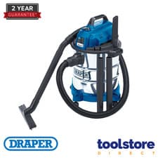 Image of Draper 13785 230V Wet and Dry Vacuum Cleaner with Stainless Steel Tank, 20L, 125