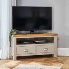 Image of Corner TV Unit Cotswold Grey Painted Up to 50” TV Size Home Furniture Decor