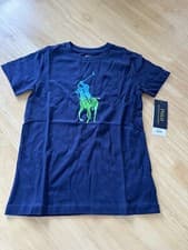 Image of Polo Ralph Lauren Boys Navy T-shirt with Great Signature Logo Size6 BNWT rrp £45