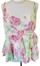 Image of Kaleidoscope White Floral Summer Holiday Top V Neck Side Tie Straps Size 20 New