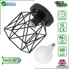 Image of Semi Flush Mount Ceiling Light Fixture Metal Cage Basket in UK - G80 E27 Bulb
