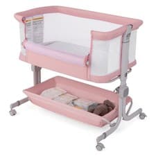 Image of COSTWAY Baby Bassinet Bedside Sleeper Bedside Crib w/Storage Shelf-Pink