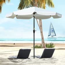 Image of 2.7m Patio Umbrella Garden Parasol Tilt Outdoor with Crank, 8 Ribs Ruffles