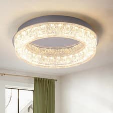 Image of Modern LED Ceiling Light 20W Chrome Flush Mount Lamp for Bedroom Living Room