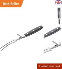 Image of Ergonomic 28cm Carving Fork with Guard - Ideal for Meat & Roasts, Silver Finish