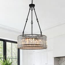 Image of Modern Black Crystal Chandelier 5-Light Luxury Pendant Lighting For Living Room