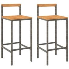 Image of Bar Stools Pub Stool Bar Chair Grey Poly Rattan and Solid Wood Acacia vidaXL
