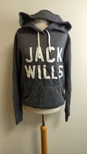 Image of JACK WILLS Hunston Classic Hoodie Charcoal Size UK 10 RRP £59.50 LN110 QQ 13