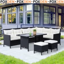 Image of 8 Seater Rattan Sofa Set Outdoor Garden Patio Furniture Dining Seating Black Set
