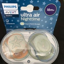 Image of Philips Avent Ultra Air Nighttime Soother 18 months + 2 Dummy