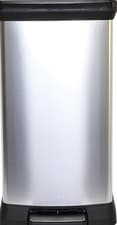 Image of Curver Metal Effect Pedal Touch Slim Deco Kitchen Work Waste Bin 50L - Silver