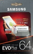 Image of Samsung 64GB Evo Plus Micro SDXC TF Memory Card + Adapter 100MBs New UK MC64GA