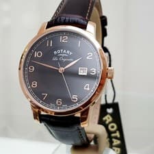 Image of Rotary LES Originales SWISS MADE Men’s Watch Brown Leather GIFT for Him! RRP£290
