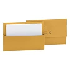 Image of 200 x YELLOW FOOLSCAP HALF FLAP DOCUMENT WALLETS FOR A4 PAPER 24HR DEL