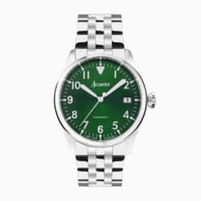 Image of Accurist Watch 76002 Mens Aviation Stainless Steel with Green Dial - RRP £169.00