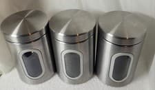 Image of 3 PC Kitchen Canisters Silver  Stainless Steel