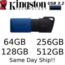 Image of Kingston Slider USB 3.2 Flash Drive Memory Stick Pen 64Gb 128Gb 256Gb 512Gb