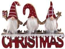 Image of Christmas 3 Red Gonk Standing Ornament 24cm Decoration With Fluffy Beards