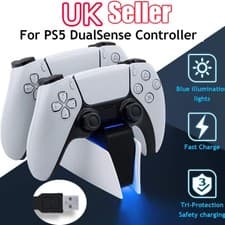 Image of For Playstation 5 PS5 Controller Dual Fast Charging Dock Station Charger Stand~