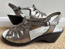 Image of Hotter Crystal Leather Sandals UK 6 EXF  EU 39  Pewter Extra Wide Fit