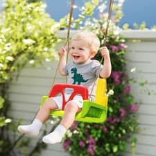 Image of 3 in 1 Kids Swing Seat, Adjustable Toddler Swing Chair with Safety Belt, Green