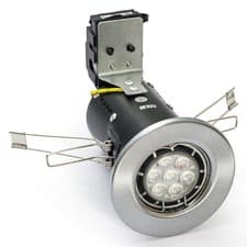 Image of LED Fire Rated Downlight Pressed Brushed Chrome with GU10 7Watt Dimmable x 10