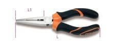 Image of Beta 011620040 200mm Extra Long Flat Knurled Nose Pliers Bi-Material Handles