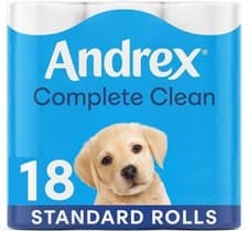 Image of Andrex - Complete Clean Toilet Roll - 9 pack (2 Units) - Fast Free Delivery