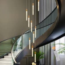 Image of Gold Crystal Pendant Chandelier 10 Lights Modern Luxury for High Ceilings Foyer