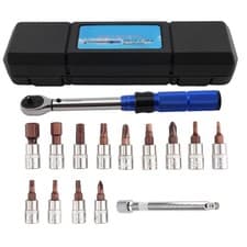 Image of MBT Aluminum Handle 1/4" Drive Torque Wrench Kit 2-24Nm W/ 13 Bits & Case