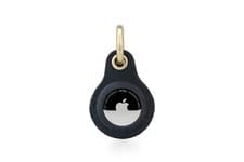 Image of Airtag Case Keyring Genuine Leather with Brass Key Tag Apple Airtag Holder