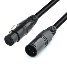 Image of DMX Cable 5-Pin XLR 1.5m | Gold-Plated, Double Shielded, Durable Lighting Lead
