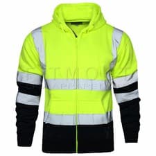 Image of Hi Viz Vis High Visibility Jacket Hoodie Work Zip Hooded SweatShirt Fleece SMLXL