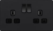 Image of BG EVOLVE MATT BLACK SCREWLESS Switches & Sockets BLACK Insert Full Range