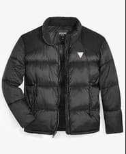 Image of GUESS Men’s Larry Fabric Block Puffer Jacket Medium Jet Black A996 NWT $250