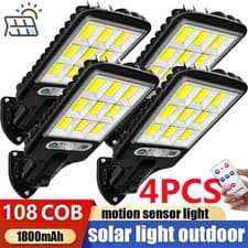 Image of 4PCS 6000W LED Solar PIR Motion Sensor Wall Light Security Garden Lamp W/Remote