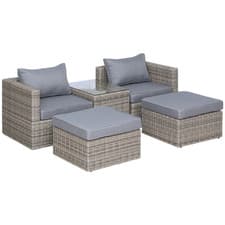 Image of 5 Pcs PE Rattan Armchair Outdoor Garden Seating Comfort Balcony Home