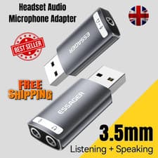 Image of USB Sound Card Adapter 3.5mm Mic Headphone Jack Audio Interface Laptop Free Ship