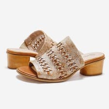 Image of Women Eric Michael Lisbon Dressy Leather Heeled Slide Sandals NEW